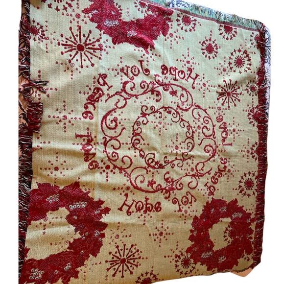 Christmas Blanket Throw with Fringe - 58" x 52" - NWT - Picture 2 of 5